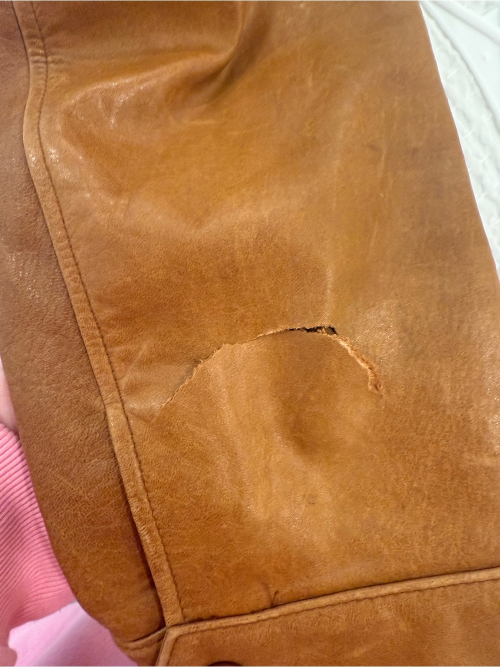 Banana Republic Men's Tan Leather Bomber Jacket - Picture 6 of 6